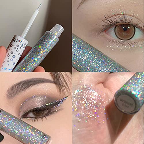 Quxunzzz Liquid Glitter Eyeshadow,Liquid Glitter Eyeliner Metallic Glitter Shimmer Eye Looks Waterproof Long Lasting Quick-Drying Sparkling Eye Shadow Makeup Euphoria Makeup 02 thumb #1