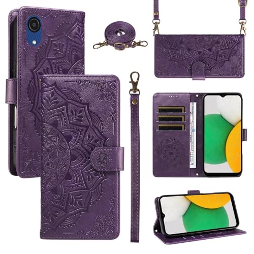 xinyunew Portefeuille Coque pour Samsung Galaxy A03 Core avec Cordon,Etui en Cuir PU Flip Folio Housse,Crossbody Case pour Fille avec...
