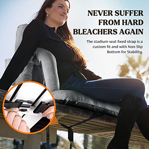 Tdzwin Wide Stadium Seats For Bleachers With Back Support, Extra Thick Plus Size Bleacher Seats With Backs And Cushion Wide, 6 Reclining Positions Bleacher Chairs For Outdoor Indoor 2 Pack (Grey) #TOP3
