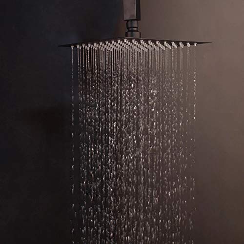 Système de douche noir carré encastré 16 pouces avec affichage
