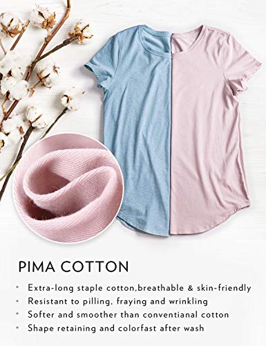 Crz Yoga R748A Women'S Pima Cotton Short Sleeve Workout Shirts Casual Yoga T-Shirt Soft Athletic Tee Top White Medium thumb #6