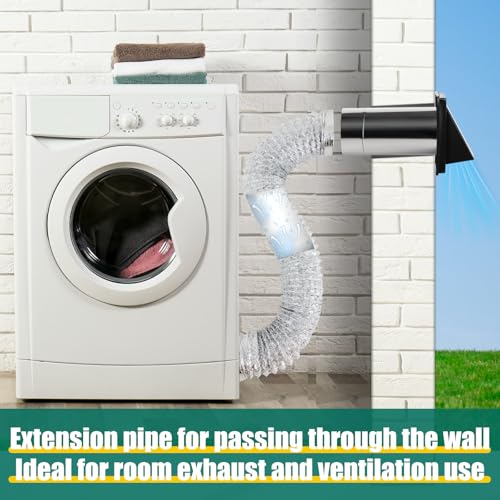 Image of Gisafai 4 inch Outside Dryer Vent Cover for Exterior Walls Exhaust Vent Cap with Removable Extension Pipe Stainless Steel Hood Cushioned Non Return Flap with Sealing Gasket Grille Screen