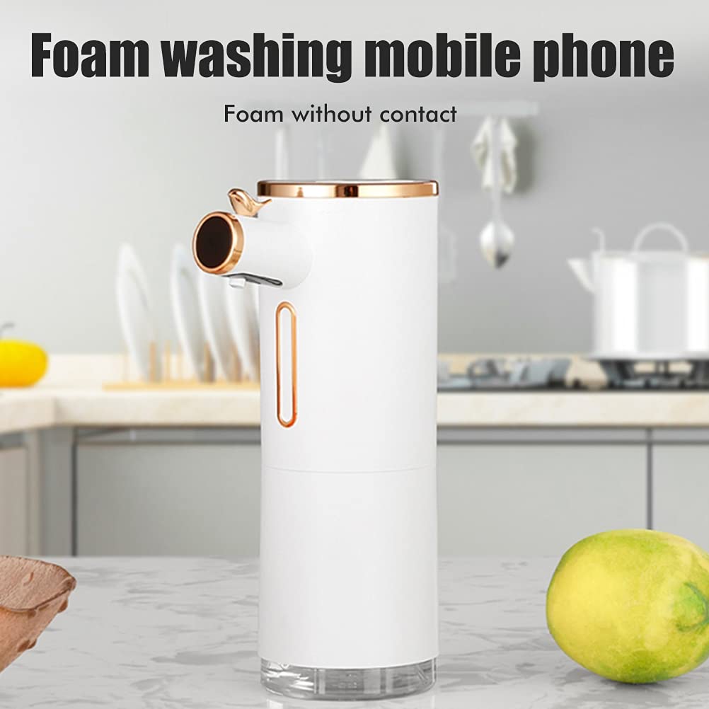 HEITIGN 330ml USB Ricaricabile Dispenser Automatico di Sapone Touchless Motion Sensor Dispenser di Sapone, Impermeabile Mano Dispenser di Sapone per Cucina lavello Bagno (Bianco)