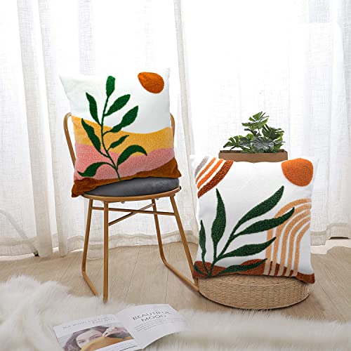 Hyopuo Boho Abstract Pillow Covers 18X18, Soft Mid Century Aesthetic Throw Pillow Covers Colorful Bohemian Geometric Square Pillow Case For Sofa Bedroom Living Room (1Pc Pillow Cover) #TOP5