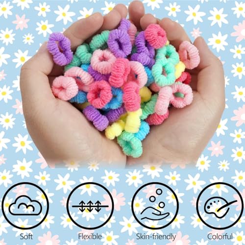 Image of Diversa Cotton Mini Rubber Bands Elastic Hair Ties, Small Baby Hair Bobbles Ponytail Holder for Kids Girls & Women, 2.5 cm in Diameter, Pack of 100 (Pumpkin)