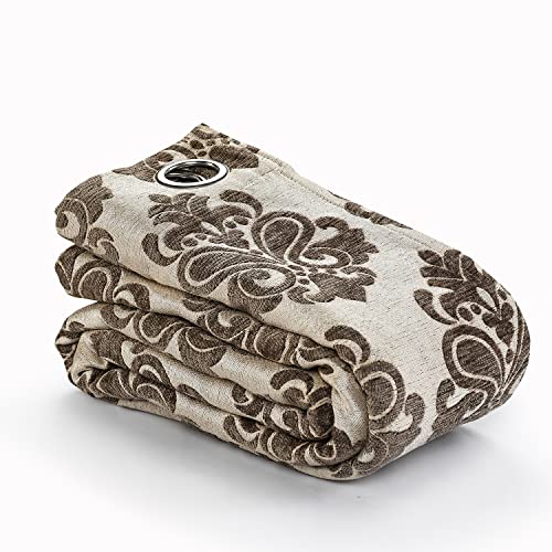 Image of Saral Home Grey Chenille Room Darkening Door Grommet Abstract Opaque Curtain - (Set of 1, 4X7 Feet)