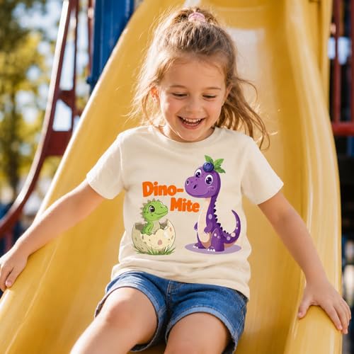 Image of Dinosaur Shirt for Kids Boys Girls Funny Toddler Dino Short Sleeve Graphic Cotton Tee Top 2-7T