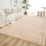 Picture of Litanika 3x5 Shag Area Rug for Living Room Bedroom, Beige High Pile Ultra Soft Plush Shaggy Furry Cream Bedside Playroom Dorm Carpet, Non-Slip, Non-Shedding Modern Indoor Floor Rug
