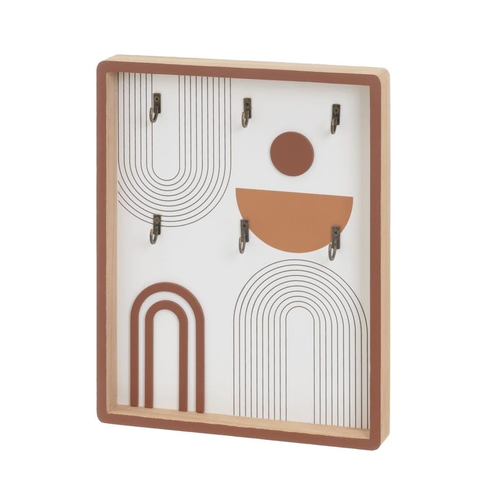 Cuelga llaves de pared madera en color blanco 6 colgadores (Moderna)