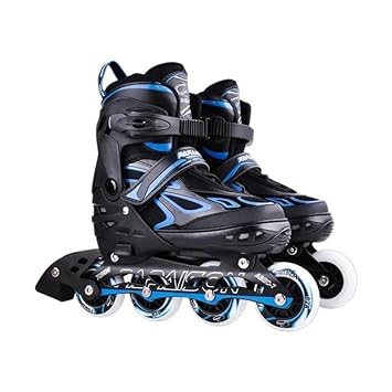 Papa Bear Adjustable Inline Skates Skating Shoes for Boys Kids Girls Adjustable Roller Blades Small Size Age 4-7 Years PU Strong 4 Wheels Aluminium