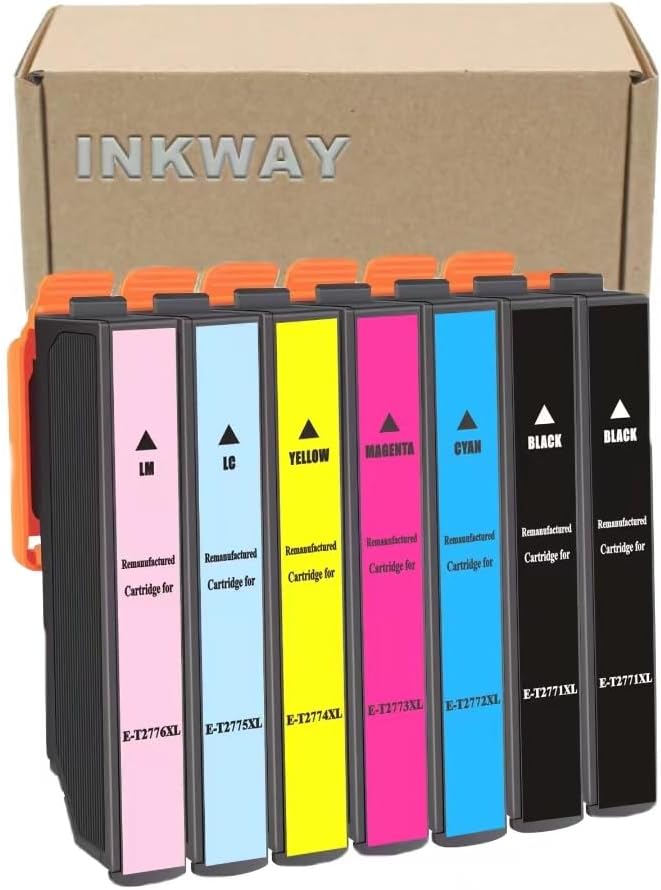 Remanufactured Ink Cartridge Replacement for Epson 277XL 277 T277XL to use with XP-960 XP-970 XP-850 XP-860 XP-950 Printer, (2 Black, 1 Cyan, 1 Magenta, 1 Yellow,1 Light Cyan,1 Light Magenta)
