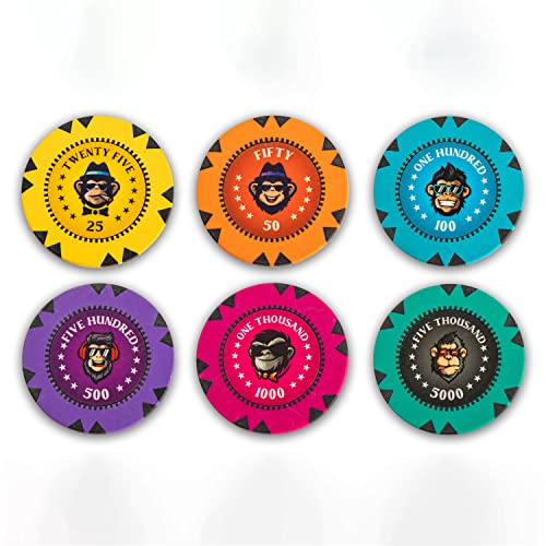 Image of casinokart Poker Chipset with 2 Decks of Playing Cards, Dealer Button |Poker Chipset for Casino (NFT Monkey, 300 Chips)