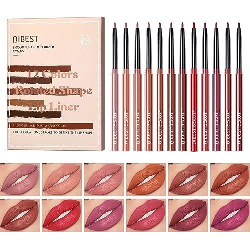 Pakivs 12 colori opaco lip liner pen set, matita per labbra resistente allo sbiadimento di lunga durata, penna rossetto in velluto nudo impermeabile