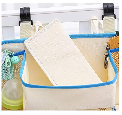 Bolsa multifuncional para colgar en la cama, organizador de juguetes, almacenamiento de pañales, bolsillos para cuna, cama, red dispensadora de hilo para cama (color: blanco)