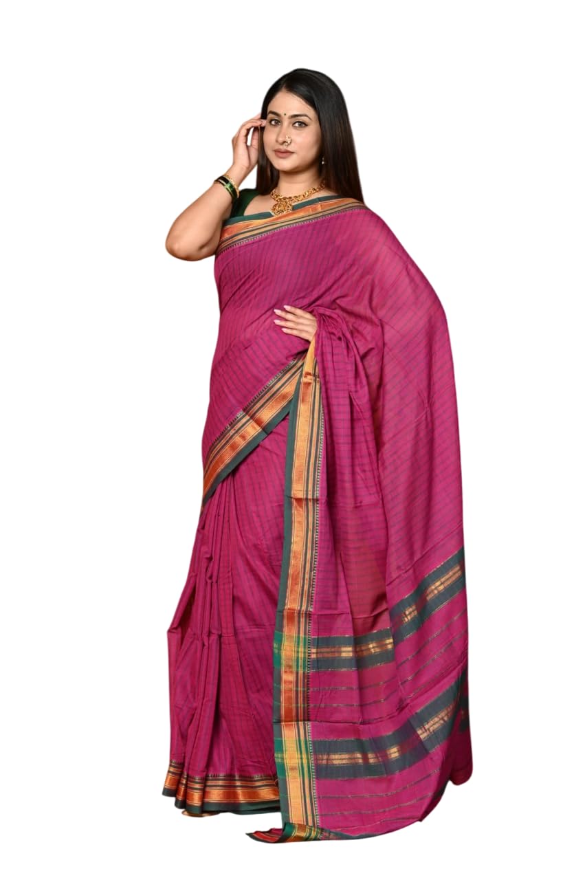 Gaurangi ~ Pure Cotton Saree in Regal Salient Mauve Pink with Exclusive Zari Border & Pallu-image-13