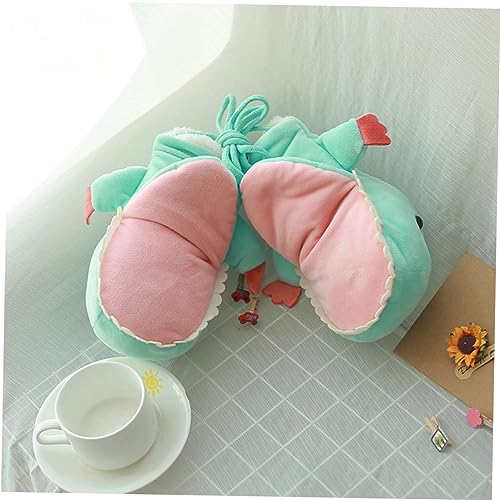 GALPADA 1 Pair Thick Warm Gloves Cartoon Dinosaur Plush Gloves String for Kids Winter4
