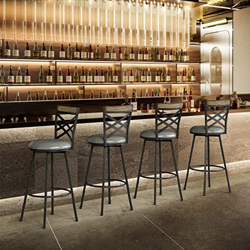 Katdans Grey Swivel Bar Stools Set Of 2, Adjustable Seat Height Bar Stools, 24/29 Inches Counter Height Stools With Back Bar Height Stools For Kitchen Island, Pub,Bistro, Restaurant, Ks210516Dg #TOP3