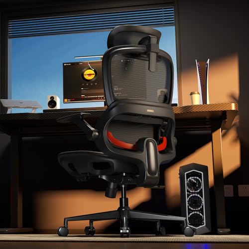 Image of SIHOO B100 Office Chair, Ergonomic Office Chair Without Footrest, Computer Chair with Wide Headrest & Adaptive Lumbar Support, Flip-up Armrests, Swivel Desk Chair for Long Hours, Black