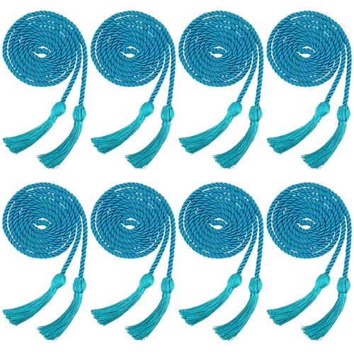 Image of Trounistro 8 Pieces Graduation Cords Yarn Honor Cords with Tassel for College Graduation Students (Teal)