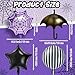 LaRandom 8 Pcs Gothic Foil Balloons Purple and Black Striped Star Umbrella Aluminum Film Balloons for Goth Birthday Halloween Mysterious Character Theme Party Decorations Supplies