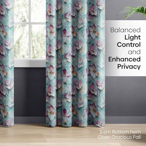 Image of haus & kinder Digital Printed Cotton Door Curtain 7 Feet Long Pack of 2 Door Curtains, 7 Feet Curtain for Door (Soft Impression, Multicolor 130x213 CM)