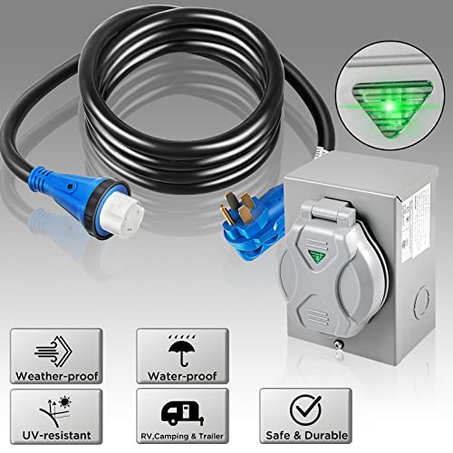 50 Amp Generator Cord and Power Inlet Box, 15FT Generator Cords 50 Amp,125V/250V Generator Power Cord NEMA14-50P/SS2-50R Twist Lock Connector