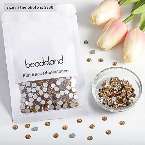 Image of Beadsland 576pcs Flat Back Crystal Rhinestones Round Gems for Nail Art and Craft Glue Fix, Lt Colorado Topaz, SS30,6.3-6.5mm