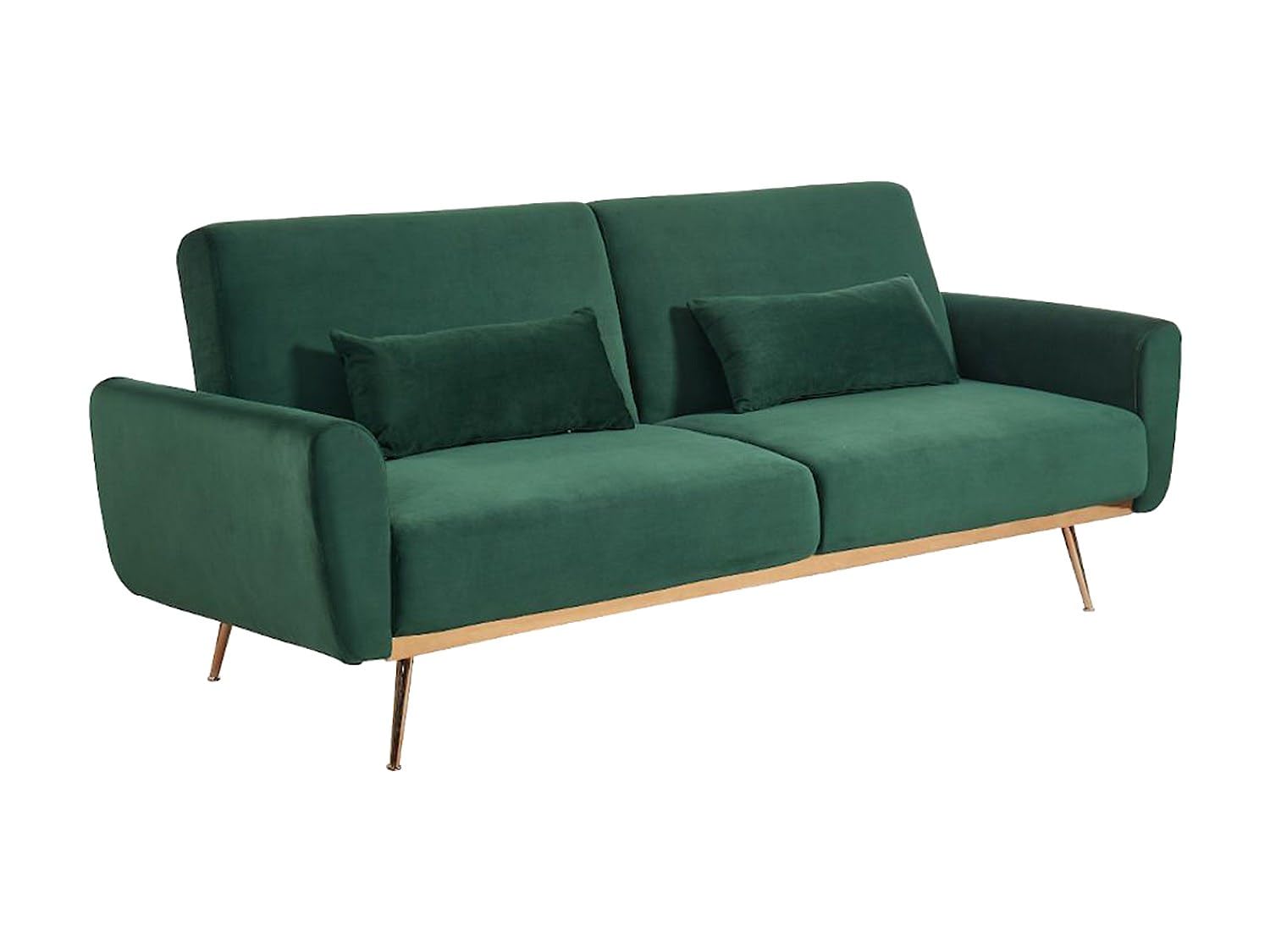 Vente-unique - Sofá Cama 3 plazas Launei - Terciopelo - Verde Pino