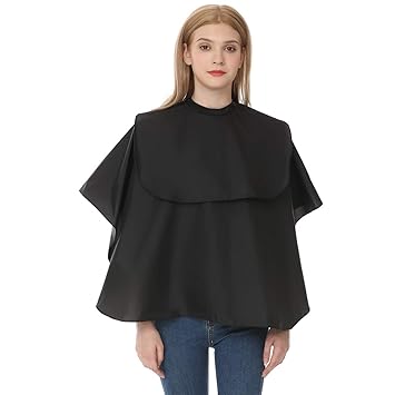 Makeup Cape, Ymnenvxo Professional Barber Cape for Hair Cutting with Adjustable Snap Hair Salon Capes Waterproof Closure Makeup Cape for Home Salon - 41 x 36 inches(Black)
