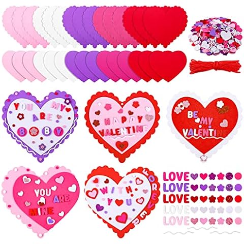 Fovths 430 Pieces Valentines Hearts Foam Craft Set Include Colorful Hearts Foam and Self-Adhesive Heart Foam Stickers for Valentine's Day Craft DIY Supplies Gifts Wedding Anniversary, Red Cover
