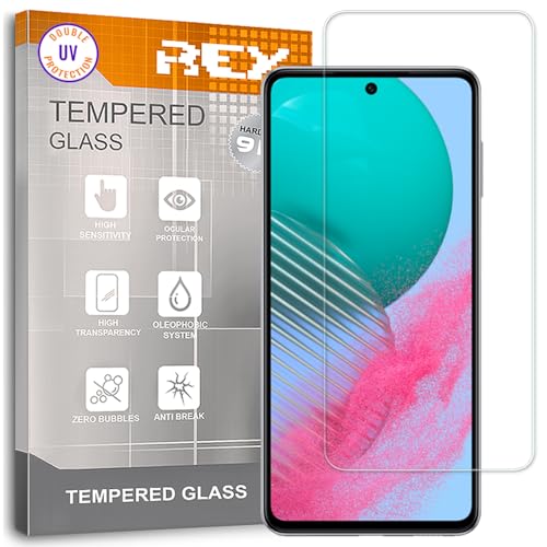 REY Protector de Pantalla para Samsung Galaxy M54 5G, Cristal con Doble Protección UV, Vidrio Templado Premium 9H+