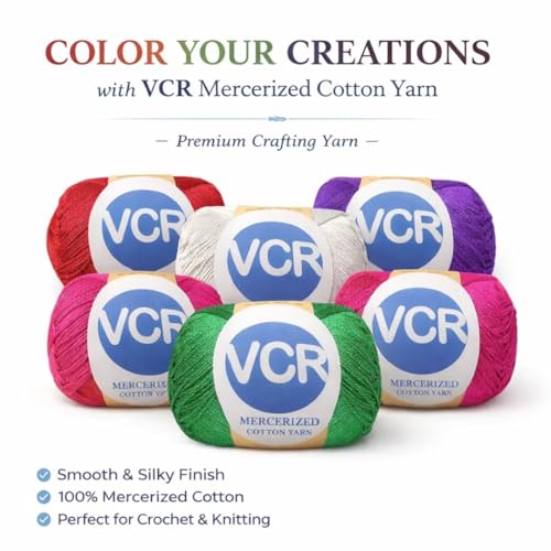 Image of VCR 4 Ply Light Orange 100% Mercerized Cotton Yarn, 60 Grams Hank, 190 Meters Length, Cotton Combed Ball, Smooth and Glossy Crochet Yarn for Crochet and Knitting, Pack of 1, Suitable for DIY Crafts
