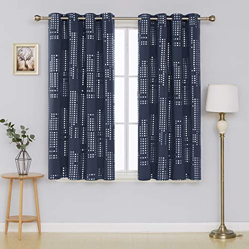 Image of Deconovo Blackout Curtain Room Darkening Thermal Insulated Draperies Grommet Window Treatments for Bedroom, 52x63Inch, Navy Blue, 2 Panels