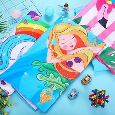 4 Pcs Beach Towels for Kids Baby Beach Towel Kids Beach Towels Girls Beach Towels Unicorn Mermaid Dolphin Flamingo Towel for Toddler Bathroom Swimming Pool Sport Travel Camping Picnic 51IVIbDaDAL. SS400