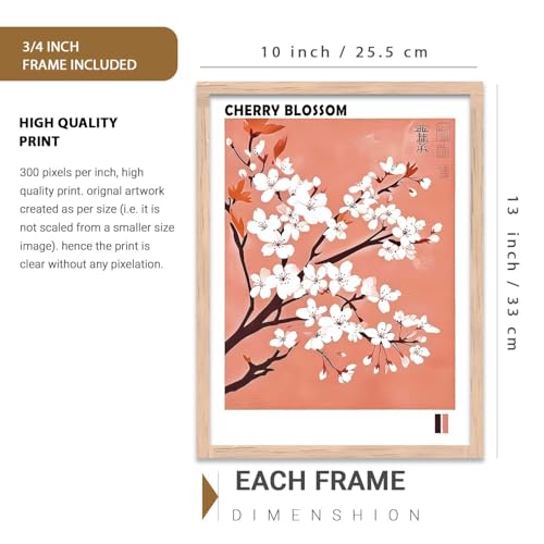 Image of kotart Japan Nature Art and City View Wall Framed Posters | Japanese Nature Art and City View Aesthetic Framed Poster for Living Room Bedroom Gaming Room Studio Wall Decor Set Of 3 (10X13 inch)