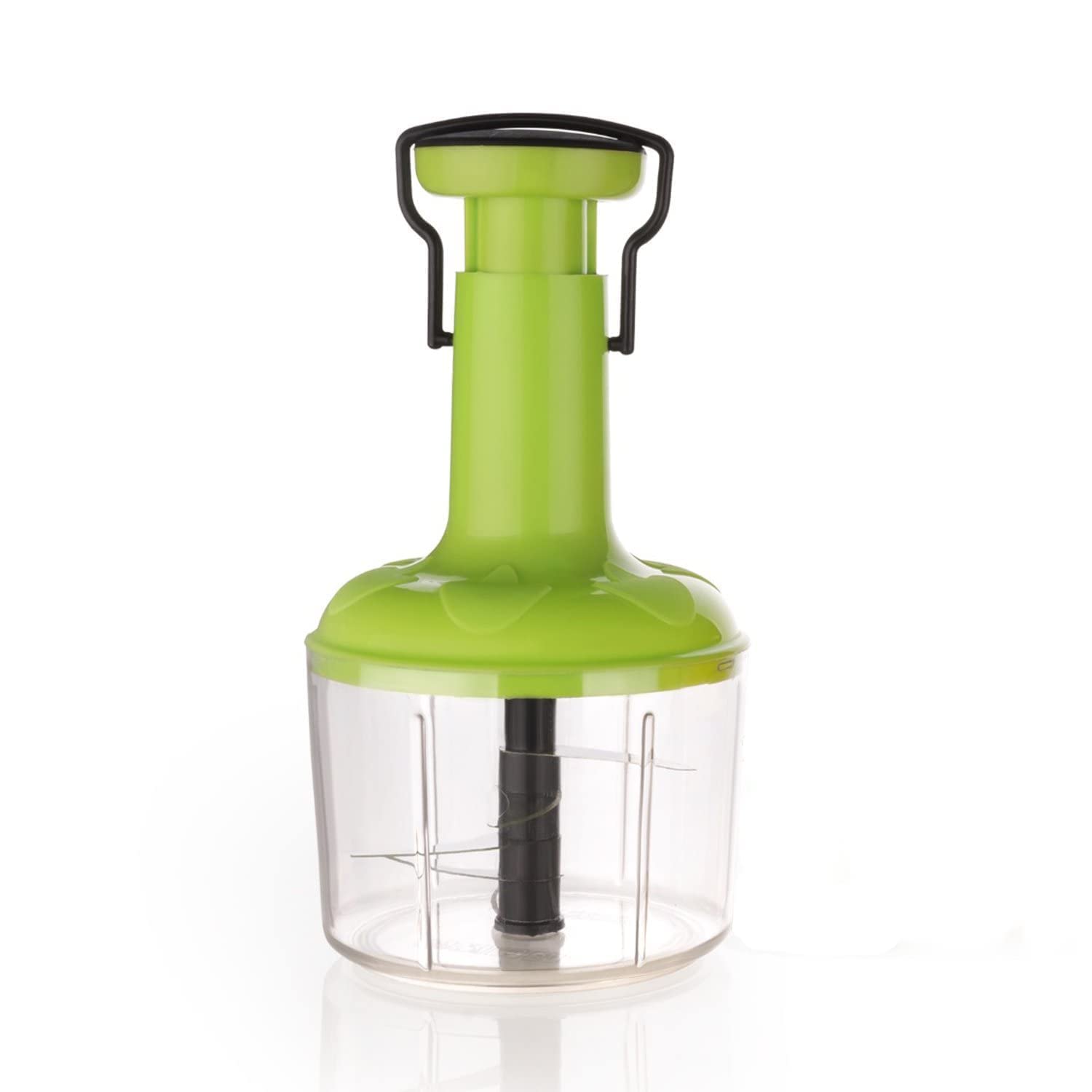 PERPART Plastic Manual Hand-Press Food & Vegetable Push Chopper Mixer Cutter with Container Quick Chopper Chop & Churn Vegetables & Dry Fruits