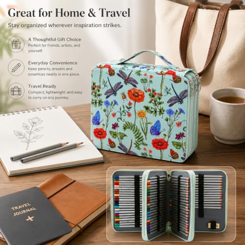 Image of 120 Slots Colored Pencil Case Organizer, 3 Layer Bag