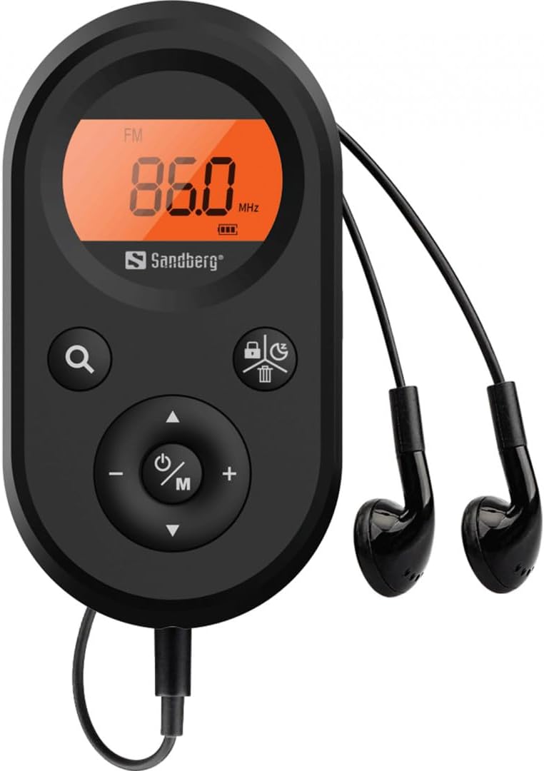 Sandberg Pocket Radio 421-02 with earphones connected