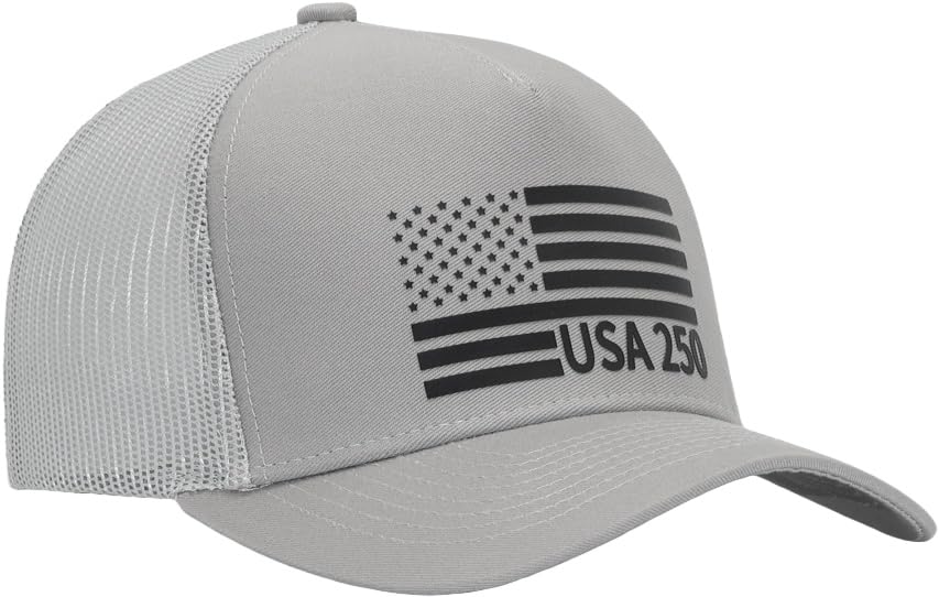 Image of USA Flag Snapback Hat Fits One Size&XXL /3XL - Mens Mesh Trucker Ball Hats - US 250th Anniversary Veterans Memorial Day Gifts