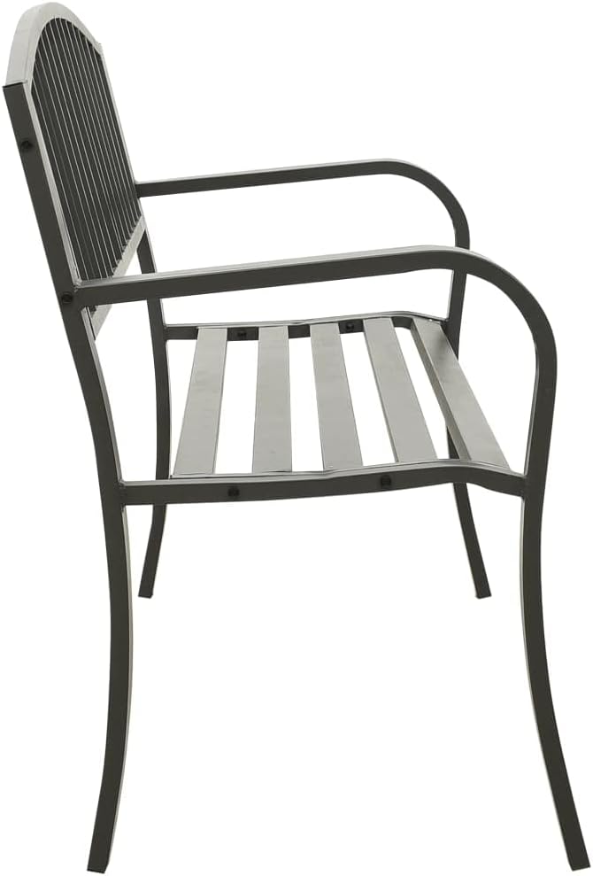 Patio Bench,Outdoor Bench,Garden Bench,Porch Chair,Park Bench,Lounge Bench,Comfortable Bench,Dining Bench,for Porch,Courtyard,Garden,Park,Backyard,Street,49.2" Steel Gray