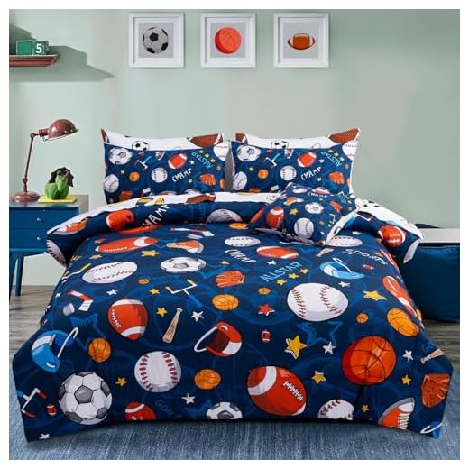 A Nice Night 6Pcs Bed in A Bag Twin Sports Microfiber Modern Comforter Set