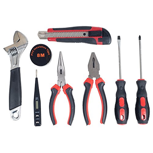 image for Household Hand Tools - 9-Piece Tool Set Includes Adjustable Wrench, Sc