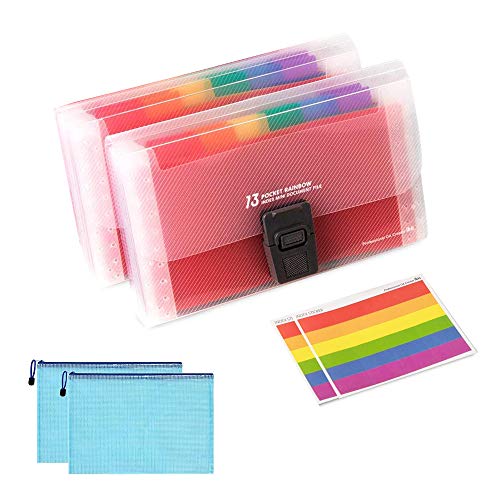 Carpetas Clasificadoras Carpetas de Acordeón A6 Carpeta Archivadora Extensible Portátil Documentos Organizador con 13 Compartimientos et Etiquetas(...