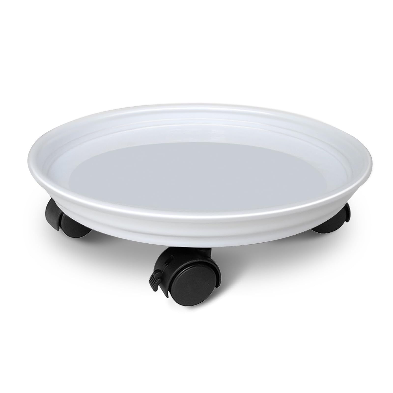 Support à roulettes pour plantes blanc avec roues pivotantes 360 degrés