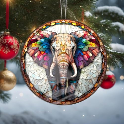 Ornamentos de Natal de elefante, decoração de férias, decoração de acrílico, decoração de interiores de carro, enfeite de árvore de Natal, artesanato para pendurar, colecionáveis, para presente de
