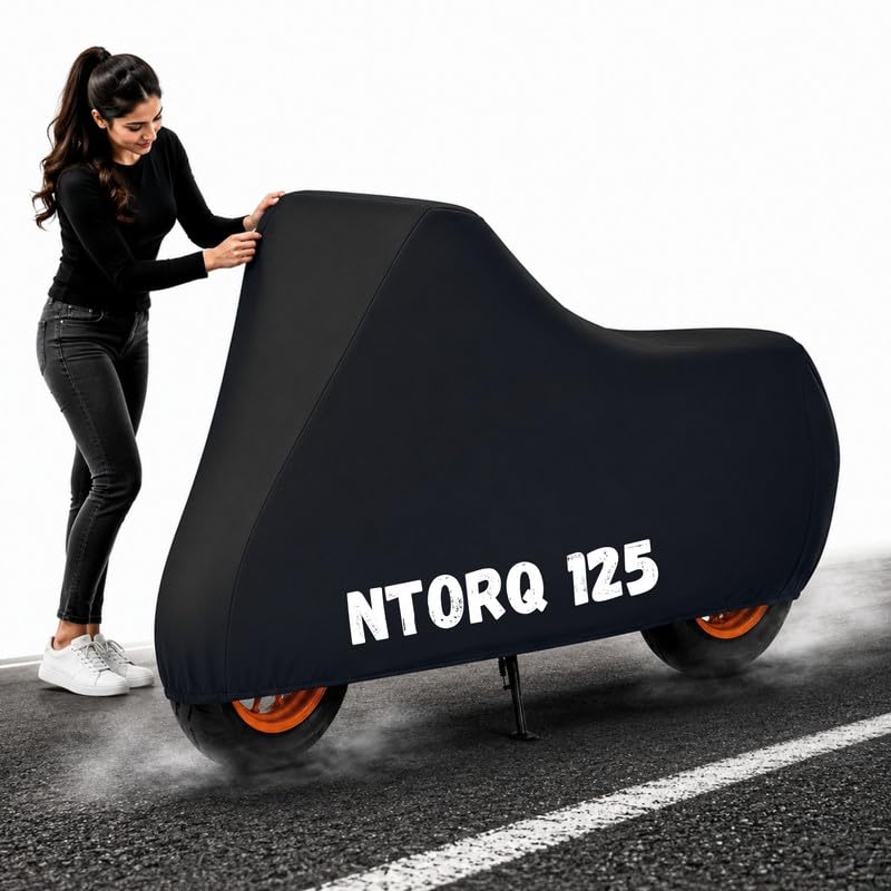 Image of Powerfull Scooty Body Cover for Ntorq 125 Dustproof Scratchproof - 100% Waterproof Ntorq 125 Cover for Two Wheeler, Outdoor Full Motorcycle Cover with UV, Duty, Rain Protection - Black
