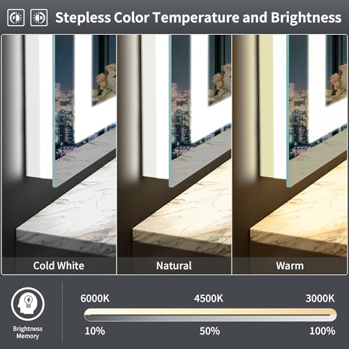 Shuafa JTMUSAMZC1483601 Led Mirror For Bathroom, 48X36 Inch Backlit + Front Lighted Bathroom Vanity Mirror With Lights For Wall thumb #3