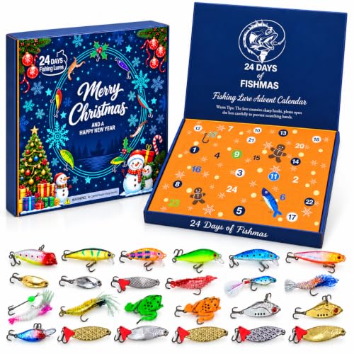 Fishing Advent Calendar 2026, 24 Days Fishing Lure Christmas Countdown Gift