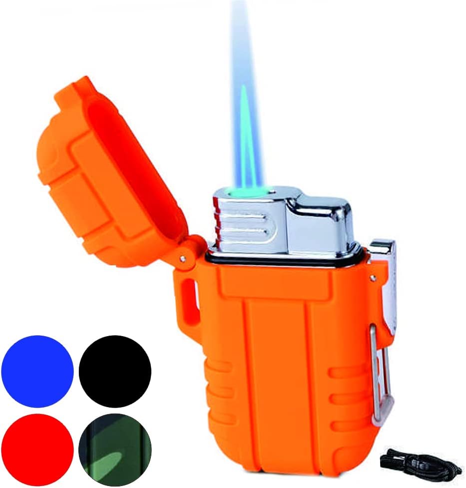 Waterproof Outdoor Lighter, Refillable Wind Proof Butane Lighters