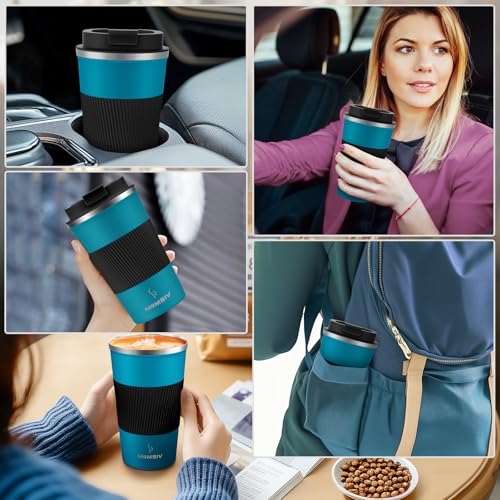 Image of MOMSIV 17oz Travel Mug, Insulated Coffee Cup with Leakproof Lid, Vacuum Stainless Steel Double Walled Reusable Tumbler for Hot and Cold Water Coffee and Tea In Travel and Car